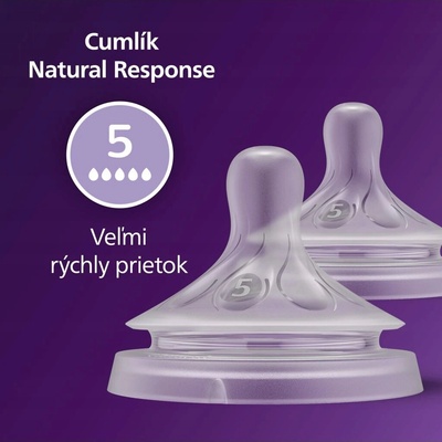 Philips Avent savička Natural Response 5 rychlý průtok 2 ks transparentní