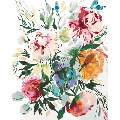 ZUTY Malování podle čísel RŮZNOBAREVNÉ KVĚTY MEZI LISTY ALEXANDRIA GILBERT Rozměr 40 x 50 cm Rámování vypnuté plátno na rám