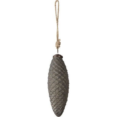 Clayre & Eef Černozlatá skleněná vánoční ozdoba ve tvaru šišky M Ø 6*5*17 cm