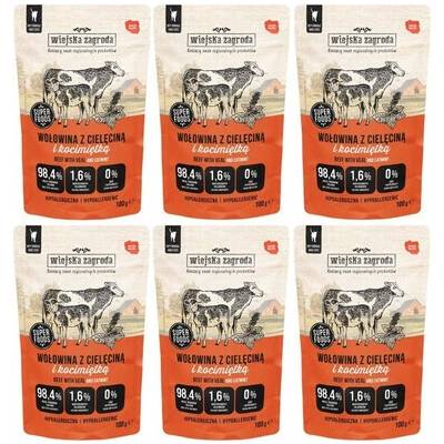 Wiejska Zagroda Superfoods Hovädzina s teľacinou a kozlíkom mokrá strava 6 x 100 g