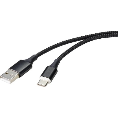 Renkforce RF-4746076 USB, USB 2.0 USB-A zástrčka, USB-C ™ zástrčka, 1m, černý