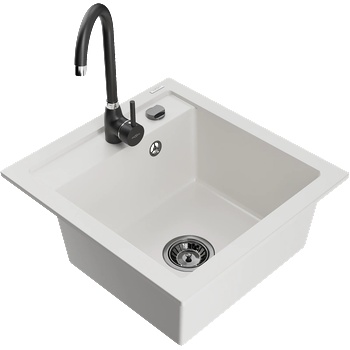 Mexen Vito гранитна мивка с 1 отделение с кухненски смесител Telma, бял - 6503-20-670200-70 (6503-20-670200-70)