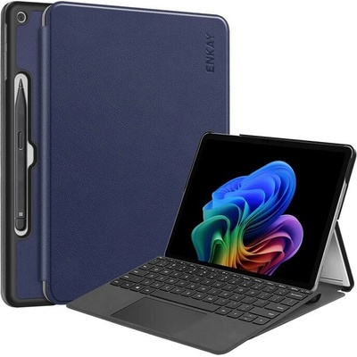 ENKAY 128137 LEATHER Zaklápací kryt pre Microsoft Surface Pro 12 modrý