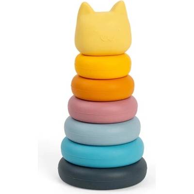 Bigjigs Toys Silikonová stohovacia věža Mačka