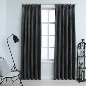 vidaXL Затъмняващи завеси с куки, 2 бр, кадифе, антрацит, 140x245 см (134502)