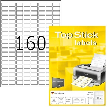Top Stick Самозалепващи се етикети, A4, заоблени, 22 х 12 mm (1540100183)