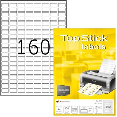 Top Stick Самозалепващи се етикети, A4, заоблени, 22 х 12 mm (1540100183)