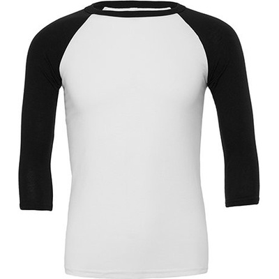 Bella+Canvas Baseballové triko se 3/4 kontrastními rukávy CV3200 černá bílá