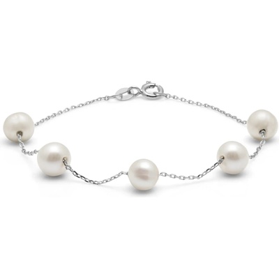 AURA Strieborný dámsky náramok s pravými perlami Kyoto Pearl TKKP028C
