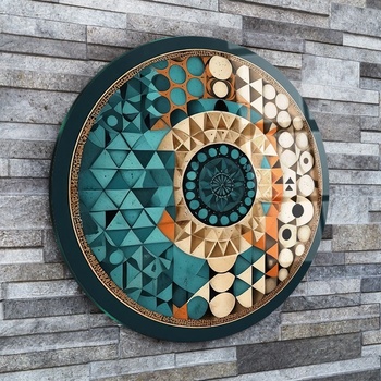 Art gift Кръгло стъклено пано - Геометрична Хармония