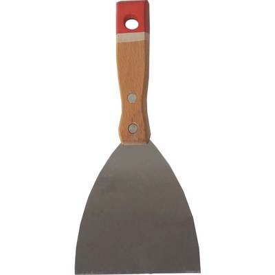 TOPTRADE špachtľa nerezová, s drevenou, nitovanou rukoväťou, 100 mm, profi