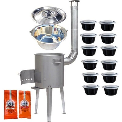 Green home kotlík na guláš nerez 0,8 mm 22 l INOX, Green home poklice nerez INOX, Green home nerezová kotlina 42 cm LUXUS, paprikový pepř na guláš 2 x 100 g, plastové boxy (misky) 12 ks 1000 ml – Hledejceny.cz