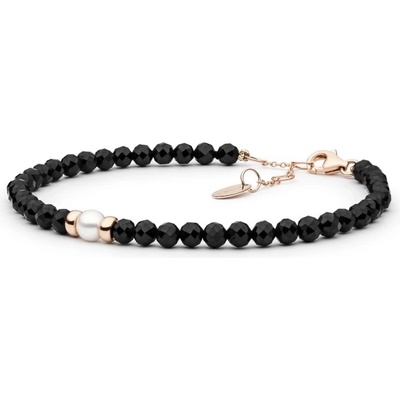 Gaura Pearls stříbrný náramek s perlou Fernanda černý spinel 222-60B/18 Černá Bílá