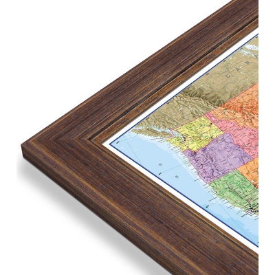 Maps International USA - nástěnná politická mapa 120 x 100 cm Varianta: mapa v dřevěném rámu, Provedení: Volta