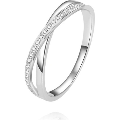 Beneto Půvabný dvojitý prsten ze stříbra se zirkony AGG225 2