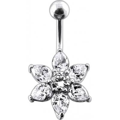 Šperky4U stříbrný piercing do pupíku kytička BP01030-P