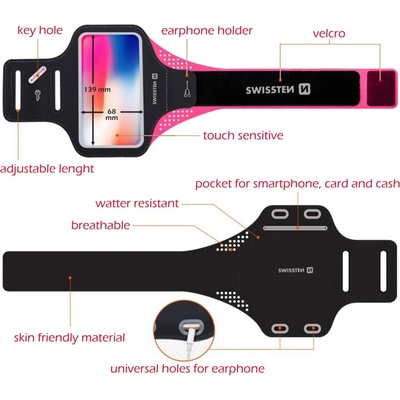Pouzdro SWISSTEN, ARMBAND CASE 6,0" RŮŽOVÉ