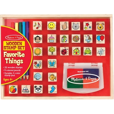 MELISSA & DOUG Drevená sada pečiatok s pastelkami 32 ks Melissa & Doug