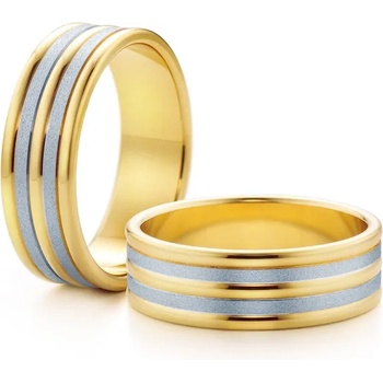 Image 1 of SAVICKI Сватбени халки: двуцветно злато, плоски. 6 мм