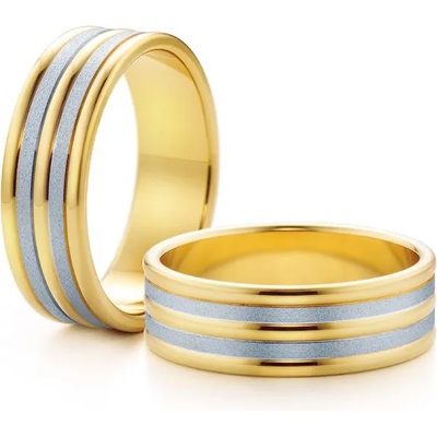 SAVICKI Сватбени халки: двуцветно злато, плоски. 6 мм