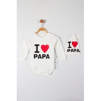 Myrat Baby Боди с щампа I love Papa с шапка, бяло