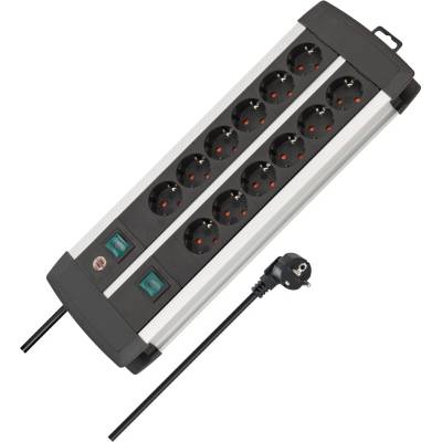 brennenstuhl Разклонител Brennenstuhl - Premium Alu-Line, 12 гнезда, 3 m, черен/сребрист (1391000912)