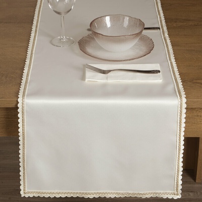 Takoy Běhoun na stůl krémový 40x140 cm LACE s šampaňským vyšívaným zdobením-HF-460265 | 40 x 140 cm