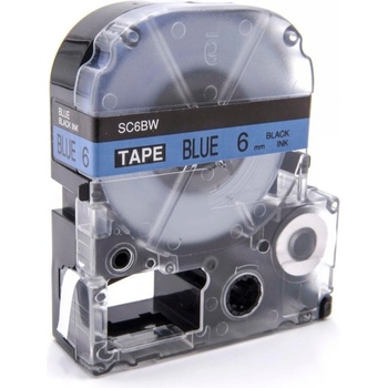 Compatible Epson LK-SC6BW, 6mm x 9m, черен печат / син фон, съвместима лента (LKSC6BW)