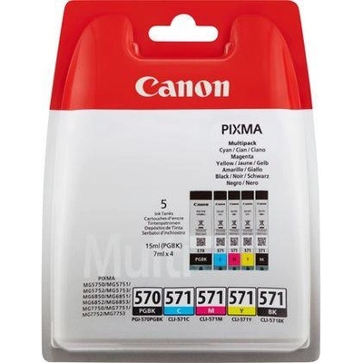 Canon Комбо пакет оригинални Canon CMYKPB PGI-570B/CLI-571 за Pixma MG5750|MG5751|MG6850|MG6851|MG7750|MG7751|MG7752|TS5050|TS5051|TS5 (BS0372C004AA)