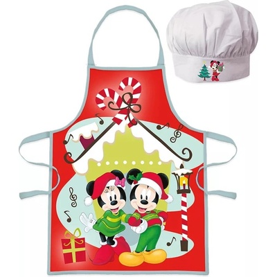 Euroswan Vánoční zástěra s kuchařskou čepicí Mickey & Minnie Mouse 2 díly