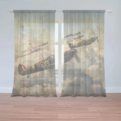 Sablio Záclony Stíhačky Spitfire v leteckej bitke: 2ks 150x250cm