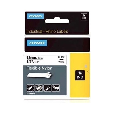 DYMO Originální páska RHINO 18488 12mm x 3.5m černý tisk/bílý podklad (18488)