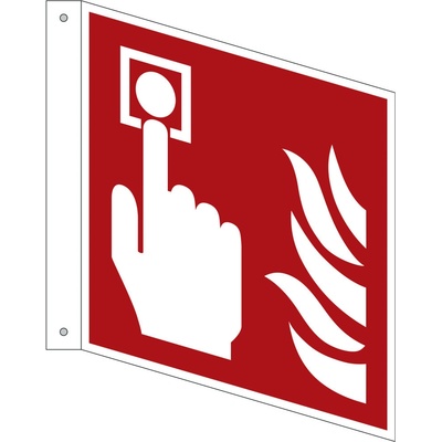 Značka Požiarny alarm, ISO 7010, plast, fotoluminiscenčná, 200 x 200 mm, 5 ks
