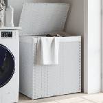 vidaXL Кош за пране с 2 секции, бял, 53x35x57 см, полиратан (372038)