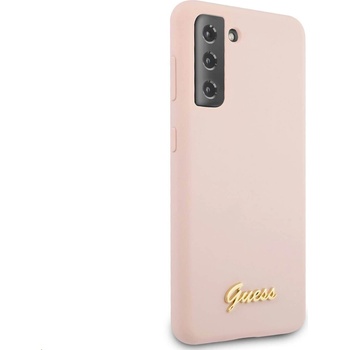 GUESS Hard Silicone Case - силиконов (TPU) калъф за Samsung Galaxy S21 (розов)