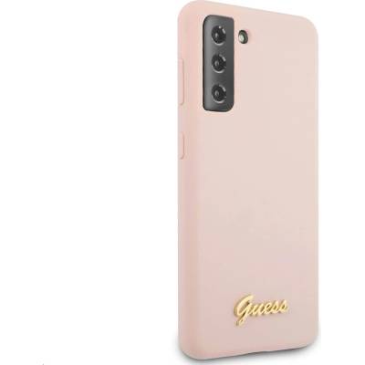 GUESS Hard Silicone Case - силиконов (TPU) калъф за Samsung Galaxy S21 (розов)