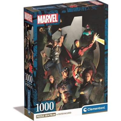 Clementoni - Puzzle Compact Marvel The Avengers II - 1 000 piese
