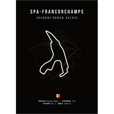 Jen tak z lásky Plakát Závodní okruhy Rozměr plakátu: 30 x 40 cm, Závodní okruh: Spa - Francorchamps, Barevná varianta: Černá