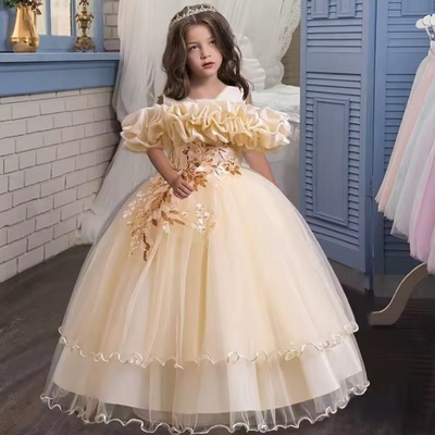 Dětské společenské zlaté šaty champagne