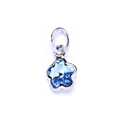 Čištín Stříbrný přívěšek kytička Swarovski krystal akvamarin P 1297