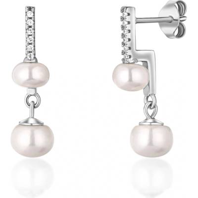 JwL Luxury Pearls nápadité stříbrné s pravými perlami a zirkony JL0773