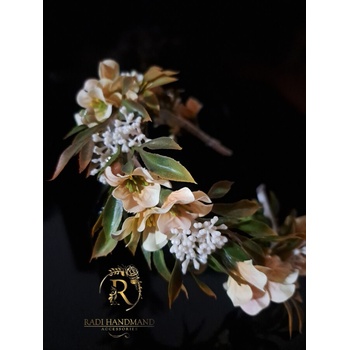Radi handmade Диадема с прасковени хортензии за всеки ден (973)