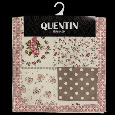 Quentin ubrus VINTAGE QK-061 starorůžový patchwork běhoun 35x150cm