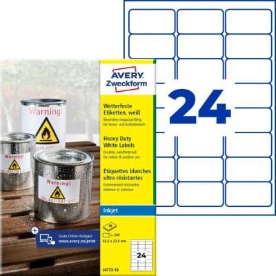 Avery Zweckform J4773-10 bílé 63.5mm x 33.9mm
