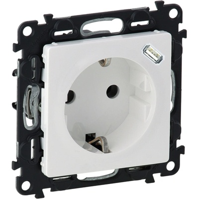 Legrand Контакт немски тип с USB Legrand Valena Life, бял (753135L)