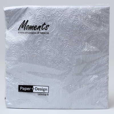 MOMENTS 34047 servítky ORNAMENT SILVER 40X40CM