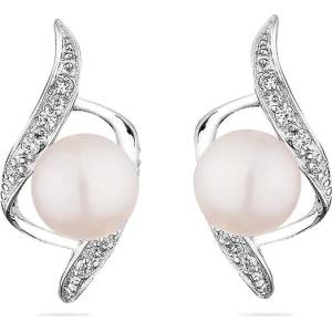 Swan Сребърни обици със сладководни бели перли SE0022W Swan