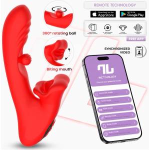 INTOYOU App Series Franky Biting and Rotating Ball Vibrator with App Red
