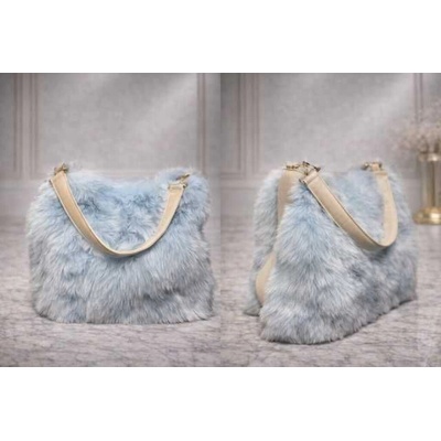 Max Original Leather Dámska kožušinová kabelka Líška blue