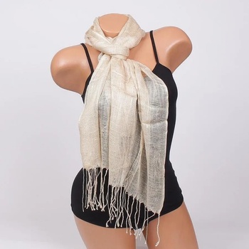 Image 1 of Дамски шал в бежово с ресни